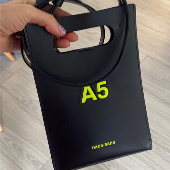 Bags | Nananana A5 Leather Black W Neon Yellow | Poshmark